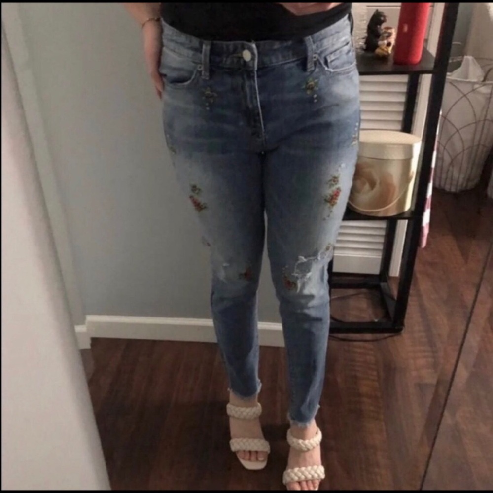 Lucky Brand floral embroidered jeans